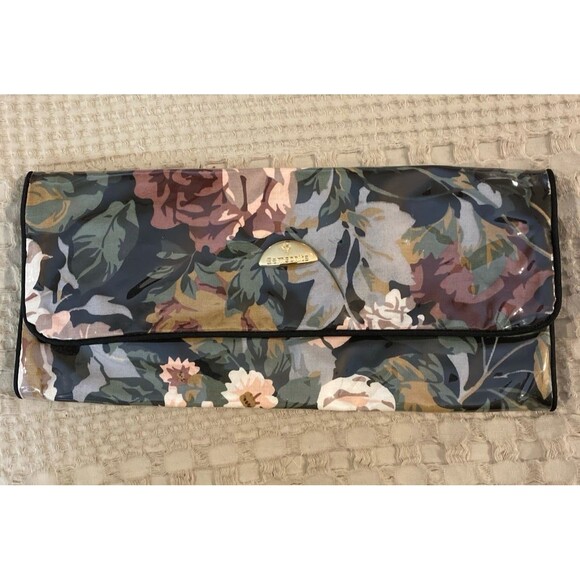Vintage  Samsonite Travel Jewelry Makeup Bag Retired Model Trifold Floral Design - Picture 1 of 8